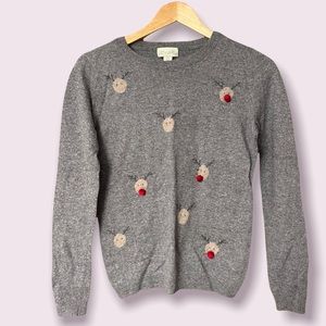 wool cashmere mix holiday sweater raindeer LUCY AND LAUREL